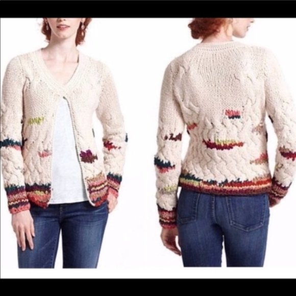 Anthropologie CHARLIE & ROBIN ribbon cardigan, M. - Picture 6 of 6